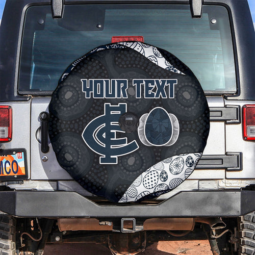 Personalized Carlton Football Spare Tire Cover Easter Egg Pattern Navy Monochrome Tribal Dot Style