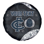 Personalized Carlton Football Spare Tire Cover Easter Egg Pattern Navy Monochrome Tribal Dot Style