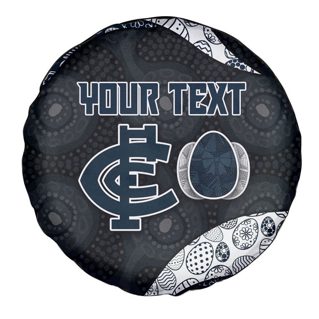 Personalized Carlton Football Spare Tire Cover Easter Egg Pattern Navy Monochrome Tribal Dot Style