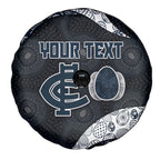 Personalized Carlton Football Spare Tire Cover Easter Egg Pattern Navy Monochrome Tribal Dot Style