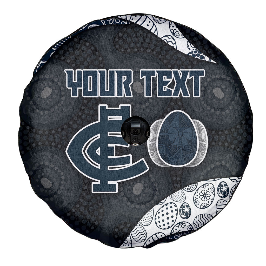 Personalized Carlton Football Spare Tire Cover Easter Egg Pattern Navy Monochrome Tribal Dot Style