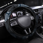 Carlton Football Steering Wheel Cover Easter Egg Pattern Navy Monochrome Tribal Dot Style