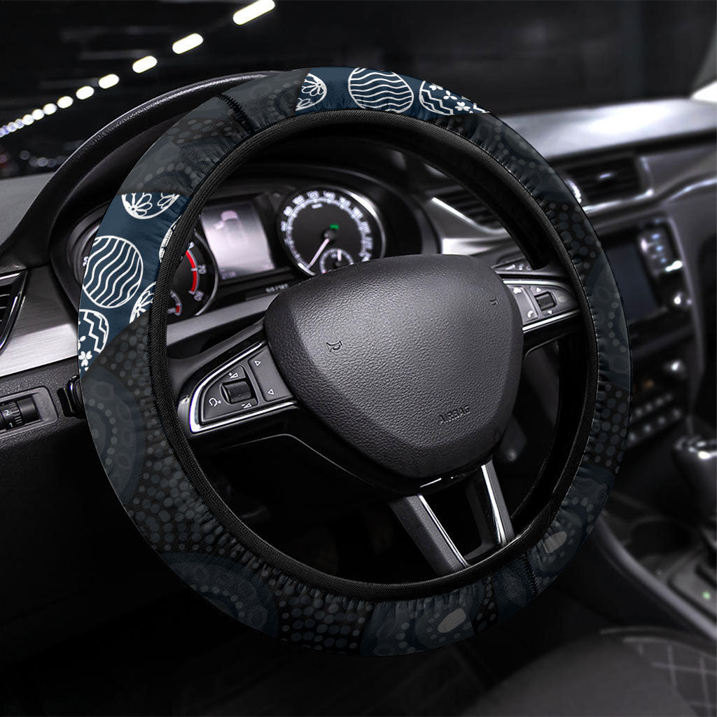 Carlton Football Steering Wheel Cover Easter Egg Pattern Navy Monochrome Tribal Dot Style