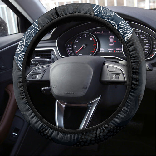 Carlton Football Steering Wheel Cover Easter Egg Pattern Navy Monochrome Tribal Dot Style