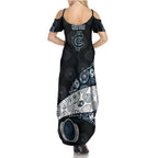 Personalized Carlton Football Summer Maxi Dress Easter Egg Pattern Navy Monochrome Tribal Dot Style