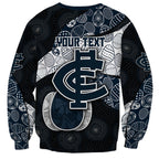 Personalized Carlton Football Sweatshirt Easter Egg Pattern Navy Monochrome Tribal Dot Style