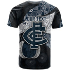 Personalized Carlton Football T Shirt Easter Egg Pattern Navy Monochrome Tribal Dot Style