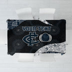 Personalized Carlton Football Tablecloth Easter Egg Pattern Navy Monochrome Tribal Dot Style