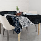 Personalized Carlton Football Tablecloth Easter Egg Pattern Navy Monochrome Tribal Dot Style