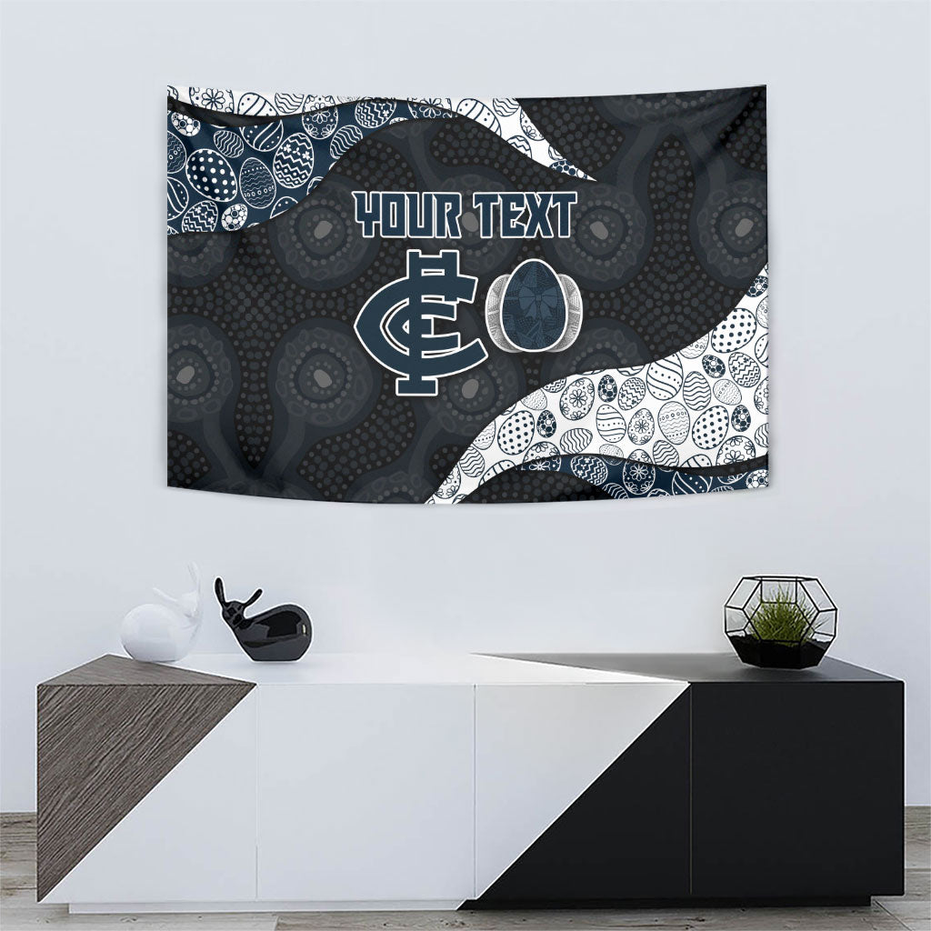 Personalized Carlton Football Tapestry Easter Egg Pattern Navy Monochrome Tribal Dot Style