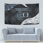 Personalized Carlton Football Tapestry Easter Egg Pattern Navy Monochrome Tribal Dot Style