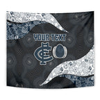 Personalized Carlton Football Tapestry Easter Egg Pattern Navy Monochrome Tribal Dot Style