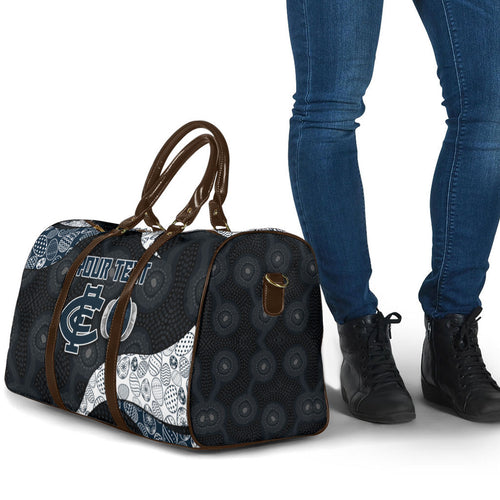 Personalized Carlton Football Travel Bag Easter Egg Pattern Navy Monochrome Tribal Dot Style