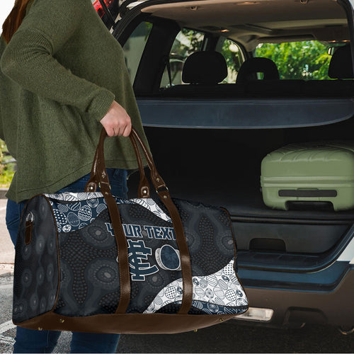 Personalized Carlton Football Travel Bag Easter Egg Pattern Navy Monochrome Tribal Dot Style