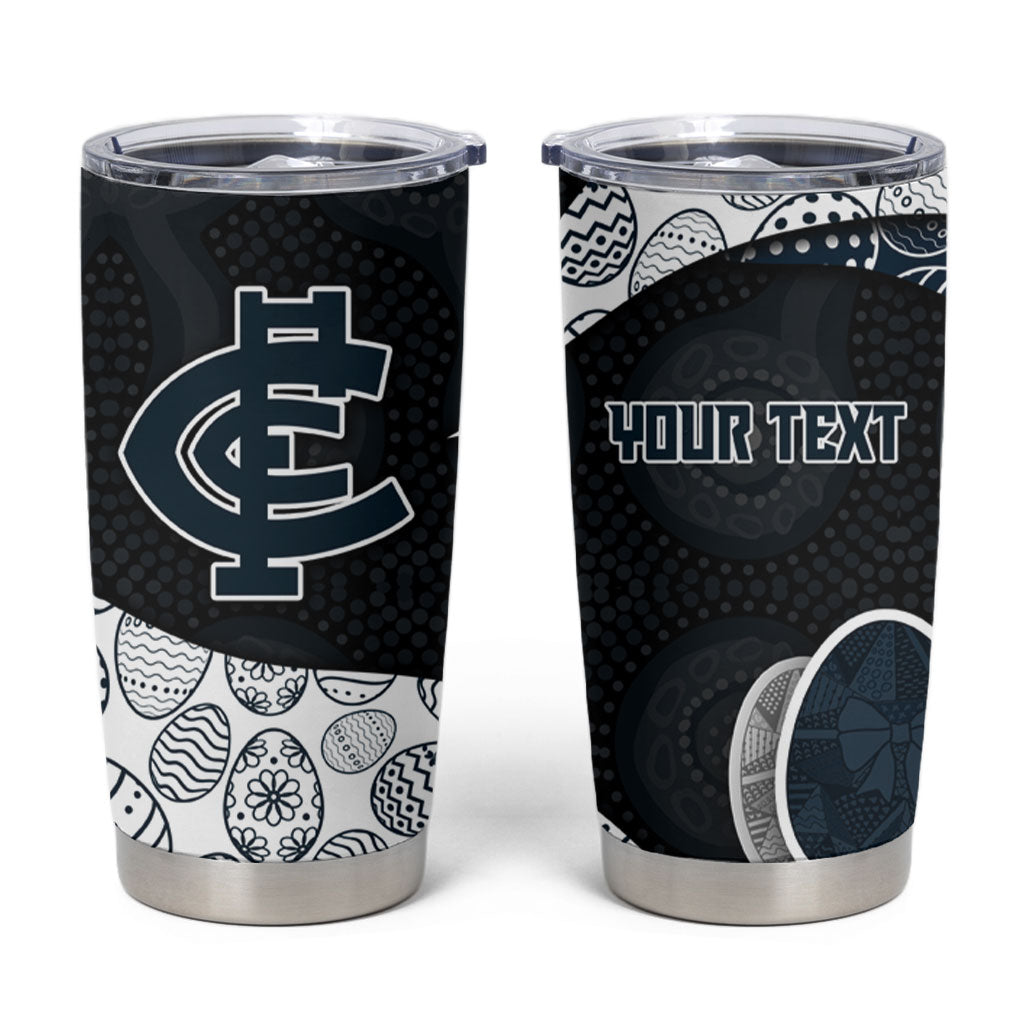 Personalized Carlton Football Tumbler Cup Easter Egg Pattern Navy Monochrome Tribal Dot Style