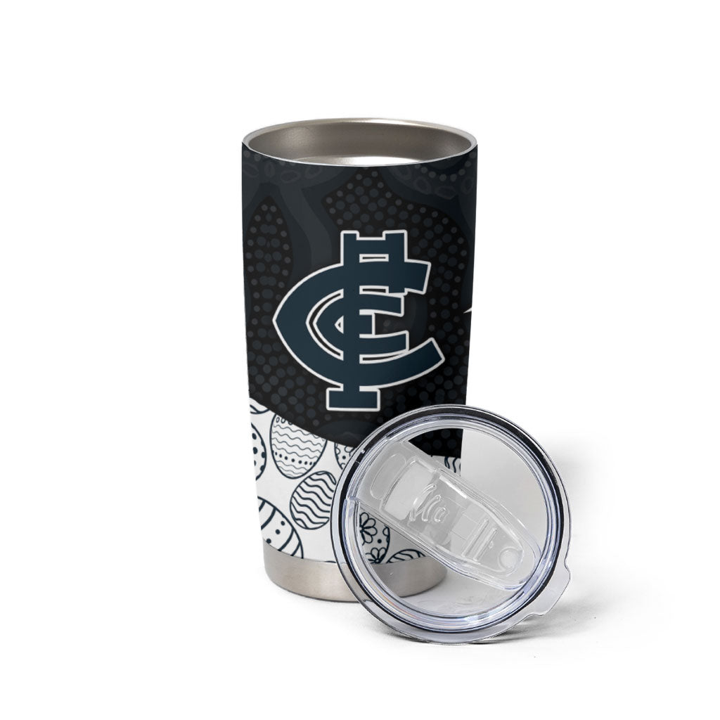 Personalized Carlton Football Tumbler Cup Easter Egg Pattern Navy Monochrome Tribal Dot Style