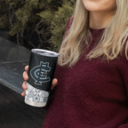Personalized Carlton Football Tumbler Cup Easter Egg Pattern Navy Monochrome Tribal Dot Style