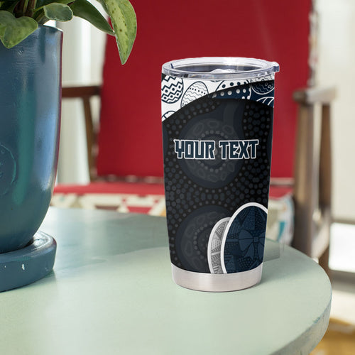 Personalized Carlton Football Tumbler Cup Easter Egg Pattern Navy Monochrome Tribal Dot Style