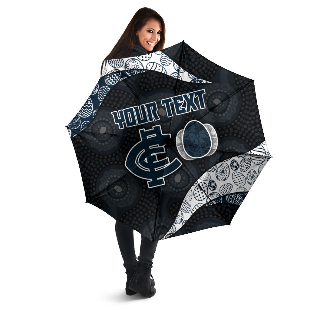 Personalized Carlton Football Umbrella Easter Egg Pattern Navy Monochrome Tribal Dot Style