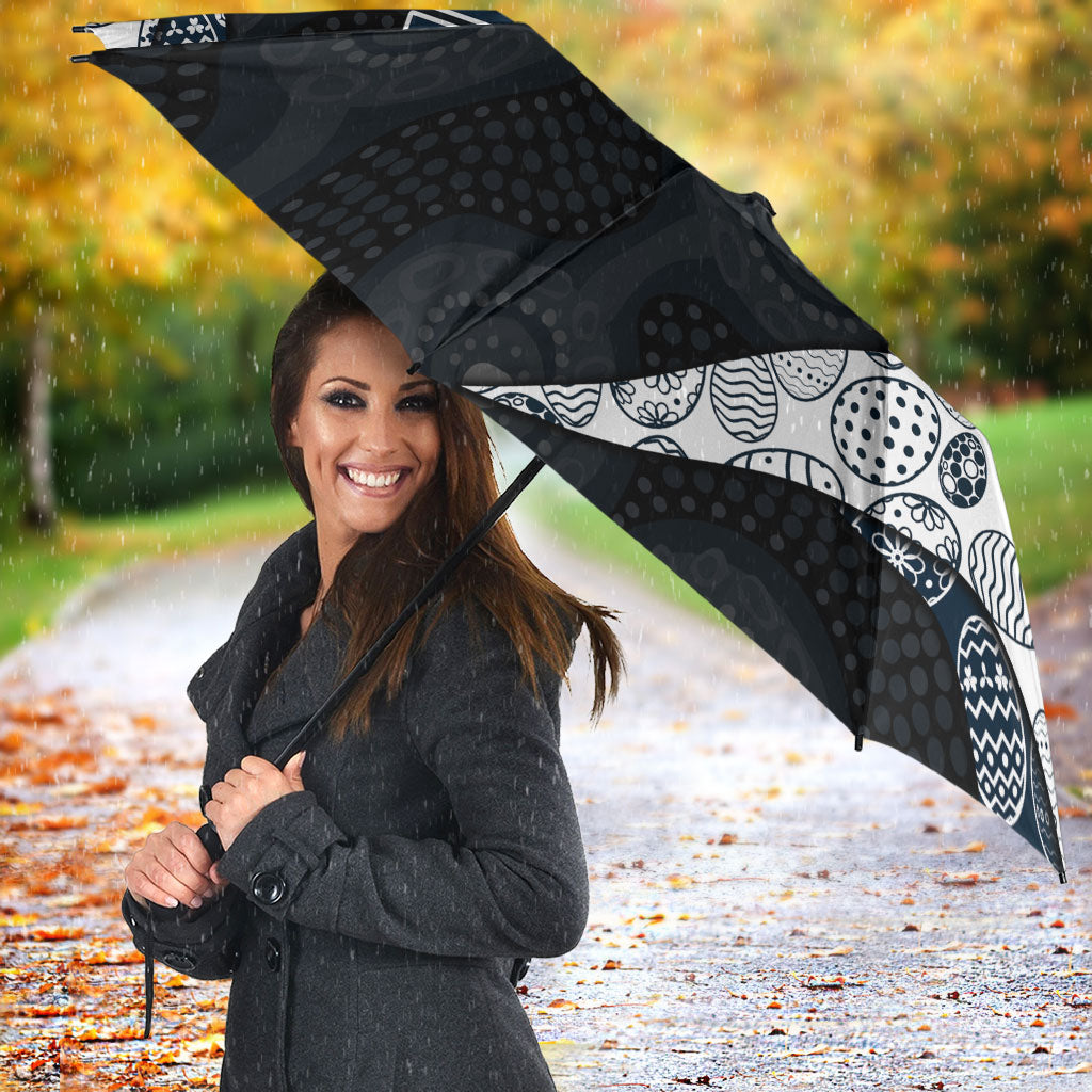 Personalized Carlton Football Umbrella Easter Egg Pattern Navy Monochrome Tribal Dot Style