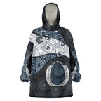 Personalized Carlton Football Wearable Blanket Hoodie Easter Egg Pattern Navy Monochrome Tribal Dot Style