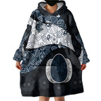 Personalized Carlton Football Wearable Blanket Hoodie Easter Egg Pattern Navy Monochrome Tribal Dot Style