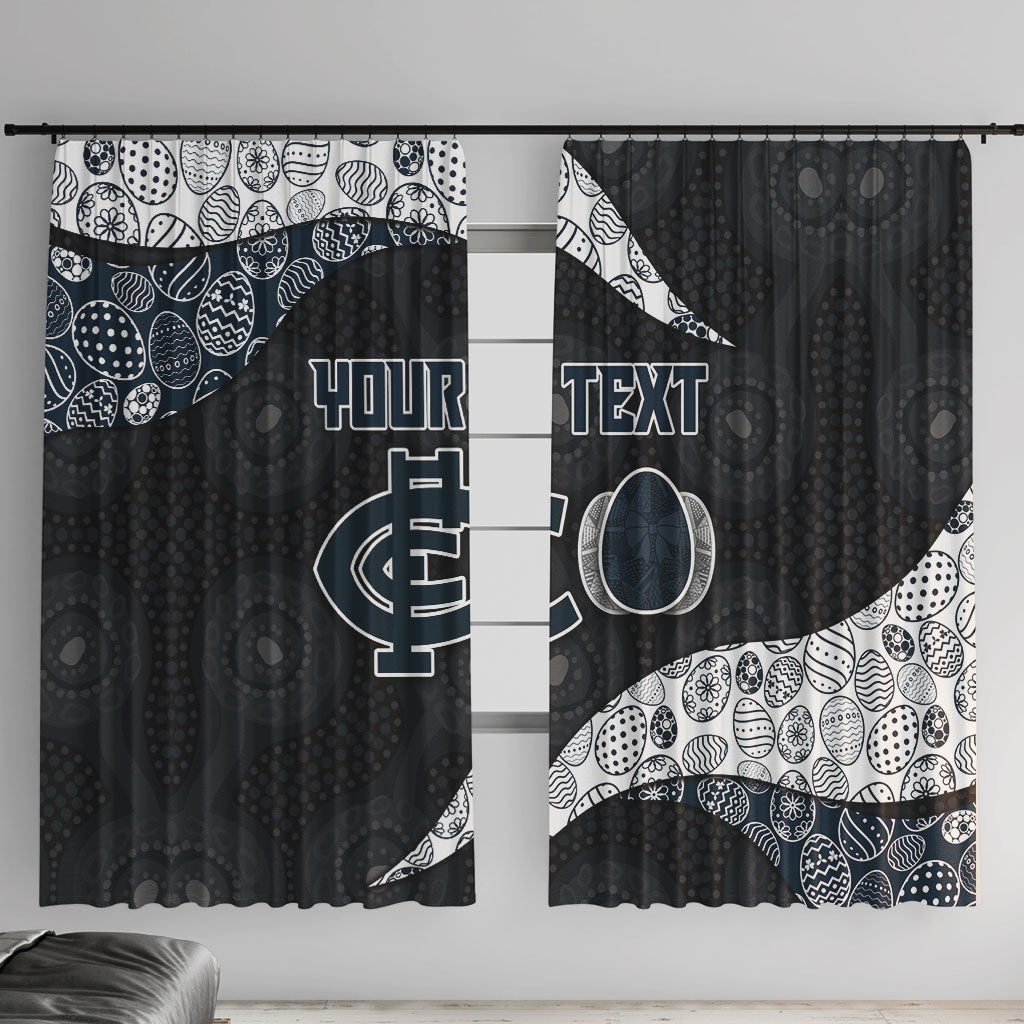 Personalized Carlton Football Window Curtain Easter Egg Pattern Navy Monochrome Tribal Dot Style
