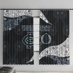 Personalized Carlton Football Window Curtain Easter Egg Pattern Navy Monochrome Tribal Dot Style
