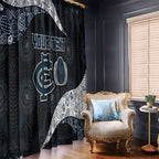 Personalized Carlton Football Window Curtain Easter Egg Pattern Navy Monochrome Tribal Dot Style