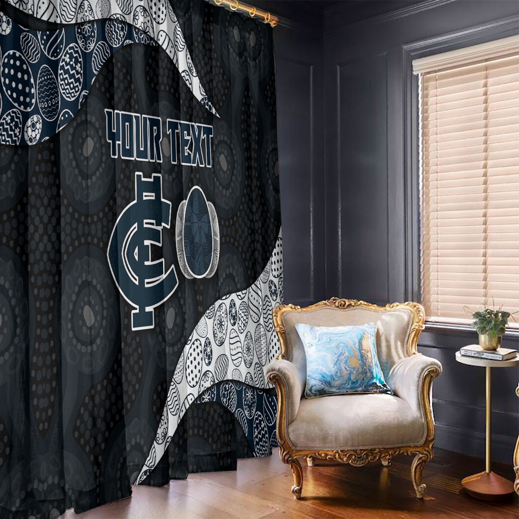 Personalized Carlton Football Window Curtain Easter Egg Pattern Navy Monochrome Tribal Dot Style