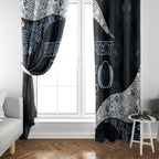 Personalized Carlton Football Window Curtain Easter Egg Pattern Navy Monochrome Tribal Dot Style
