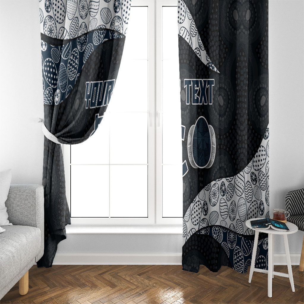 Personalized Carlton Football Window Curtain Easter Egg Pattern Navy Monochrome Tribal Dot Style
