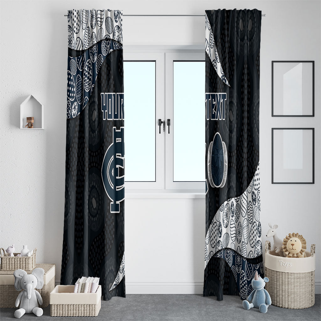 Personalized Carlton Football Window Curtain Easter Egg Pattern Navy Monochrome Tribal Dot Style