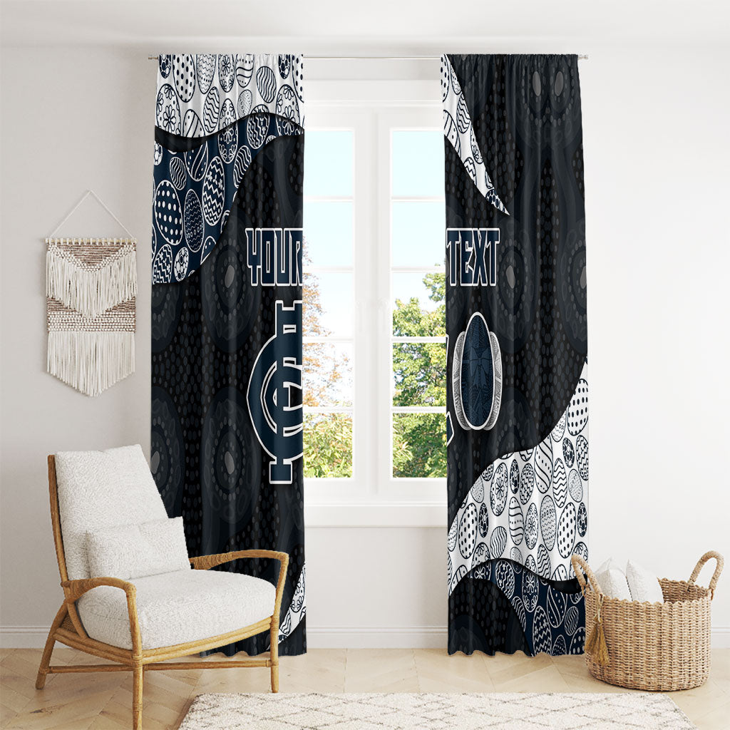 Personalized Carlton Football Window Curtain Easter Egg Pattern Navy Monochrome Tribal Dot Style