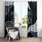 Personalized Carlton Football Window Curtain Easter Egg Pattern Navy Monochrome Tribal Dot Style