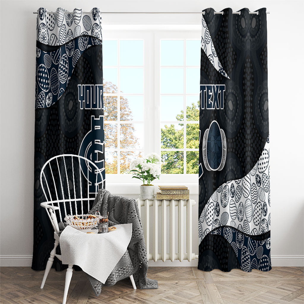 Personalized Carlton Football Window Curtain Easter Egg Pattern Navy Monochrome Tribal Dot Style