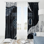 Personalized Carlton Football Window Curtain Easter Egg Pattern Navy Monochrome Tribal Dot Style