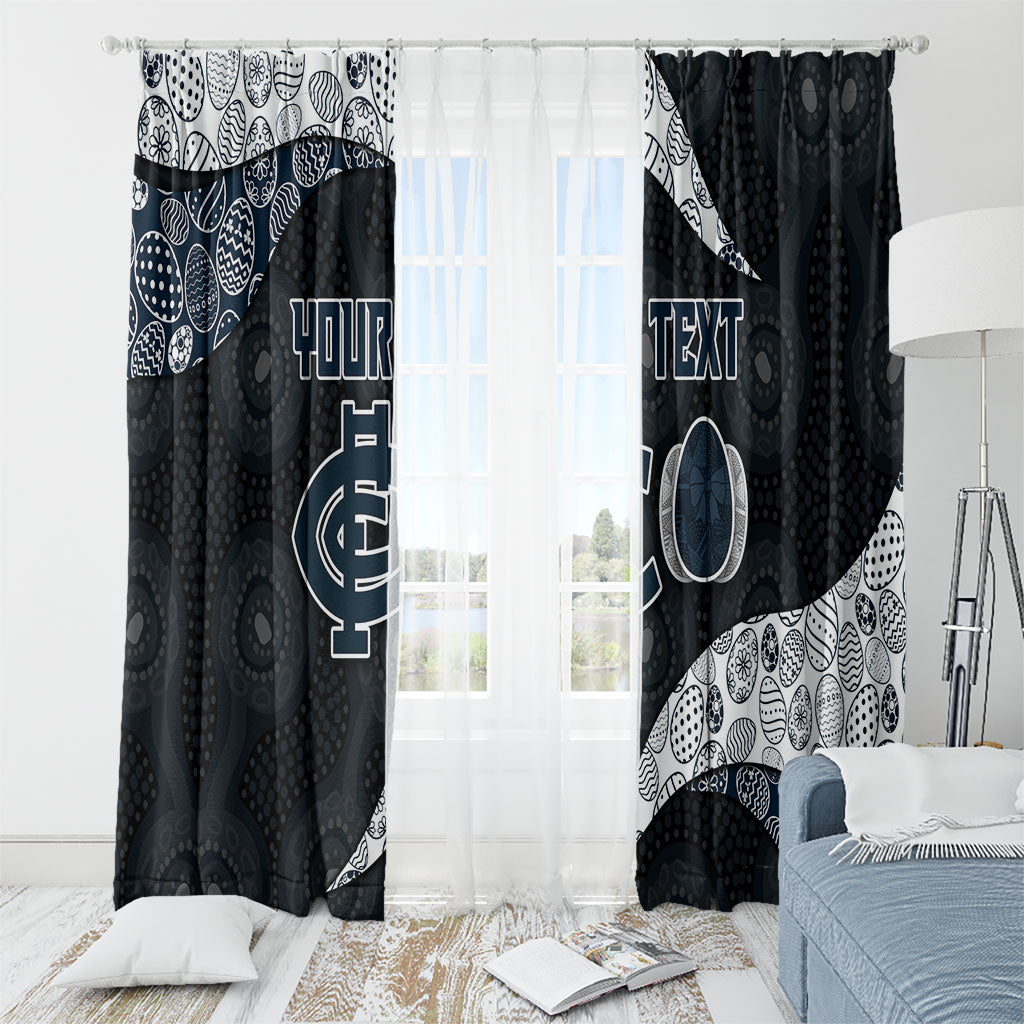 Personalized Carlton Football Window Curtain Easter Egg Pattern Navy Monochrome Tribal Dot Style