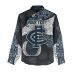 Personalized Carlton Football Women Casual Shirt Easter Egg Pattern Navy Monochrome Tribal Dot Style