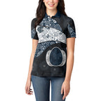 Personalized Carlton Football Women Polo Shirt Easter Egg Pattern Navy Monochrome Tribal Dot Style