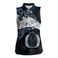Personalized Carlton Football Women Sleeveless Polo Shirt Easter Egg Pattern Navy Monochrome Tribal Dot Style
