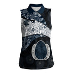 Personalized Carlton Football Women Sleeveless Polo Shirt Easter Egg Pattern Navy Monochrome Tribal Dot Style