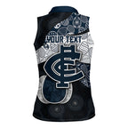 Personalized Carlton Football Women Sleeveless Polo Shirt Easter Egg Pattern Navy Monochrome Tribal Dot Style