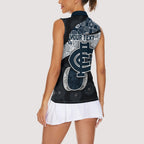 Personalized Carlton Football Women Sleeveless Polo Shirt Easter Egg Pattern Navy Monochrome Tribal Dot Style