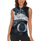 Personalized Carlton Football Women Sleeveless Polo Shirt Easter Egg Pattern Navy Monochrome Tribal Dot Style