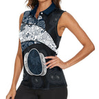 Personalized Carlton Football Women Sleeveless Polo Shirt Easter Egg Pattern Navy Monochrome Tribal Dot Style