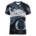 Personalized Carlton Football Women V-Neck T-Shirt Easter Egg Pattern Navy Monochrome Tribal Dot Style