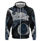 Personalized Carlton Football Zip Hoodie Easter Egg Pattern Navy Monochrome Tribal Dot Style