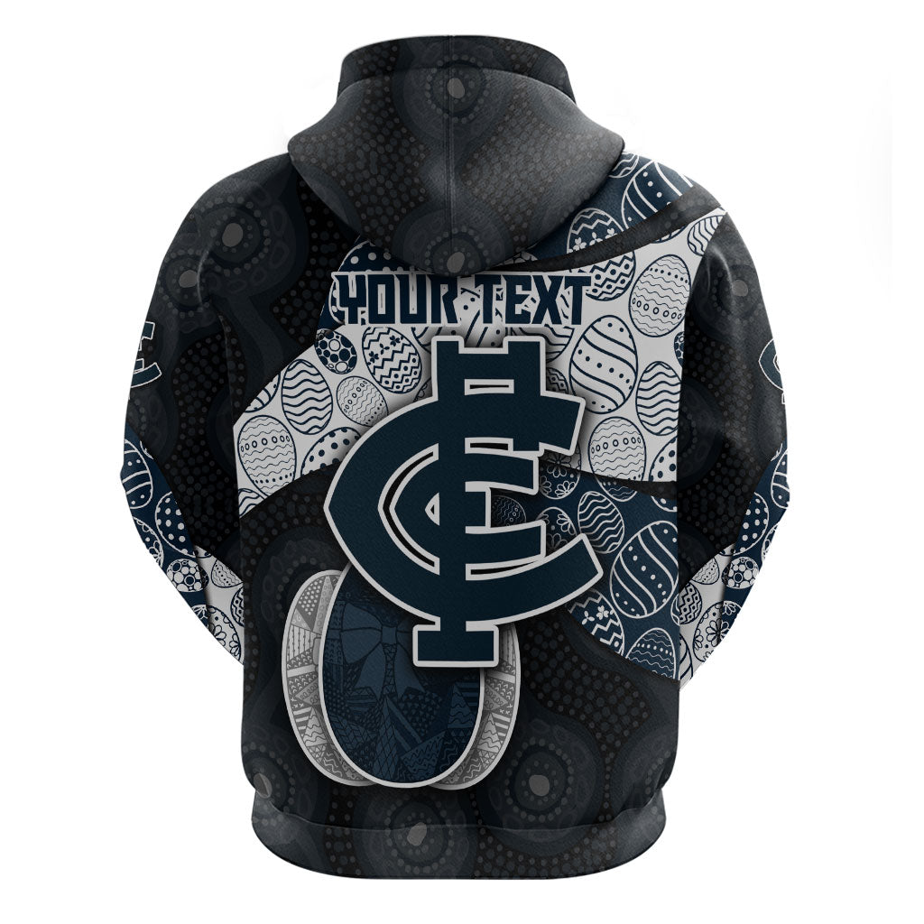 Personalized Carlton Football Zip Hoodie Easter Egg Pattern Navy Monochrome Tribal Dot Style