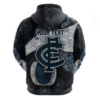 Personalized Carlton Football Zip Hoodie Easter Egg Pattern Navy Monochrome Tribal Dot Style